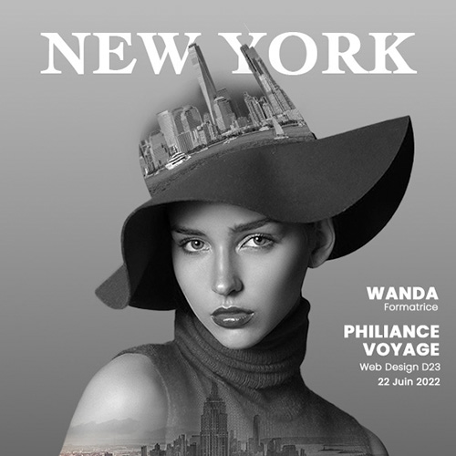 Double Exposure, femme chapeau avec ville New York